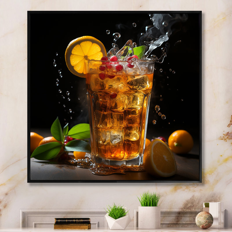 Spiried Beverage II, reproduction d'art sur toile, 36" H x 36" W, Cadre flottant noir
