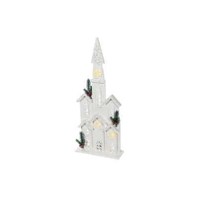 Cathédrale en bois à DEL avec couverts enneigé