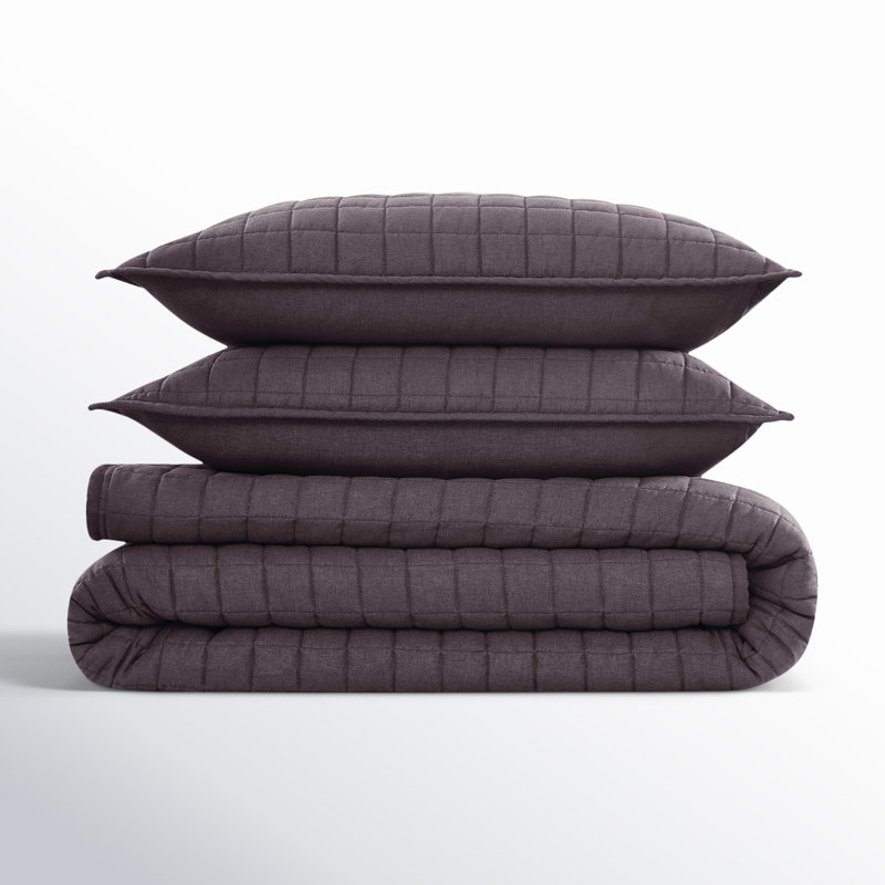 Nena Bedding, Queen + 2 taies d'oreiller standard, Gris anthracite