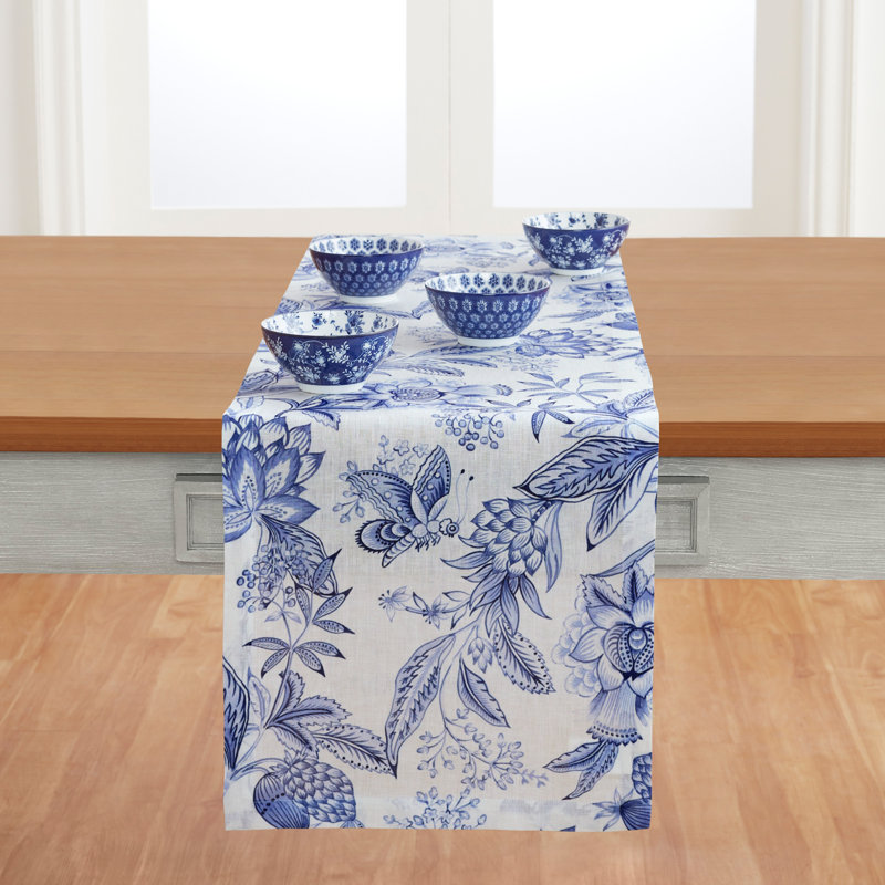 Chintz - 100% Linen Printed Table Runner, 120" x 14"