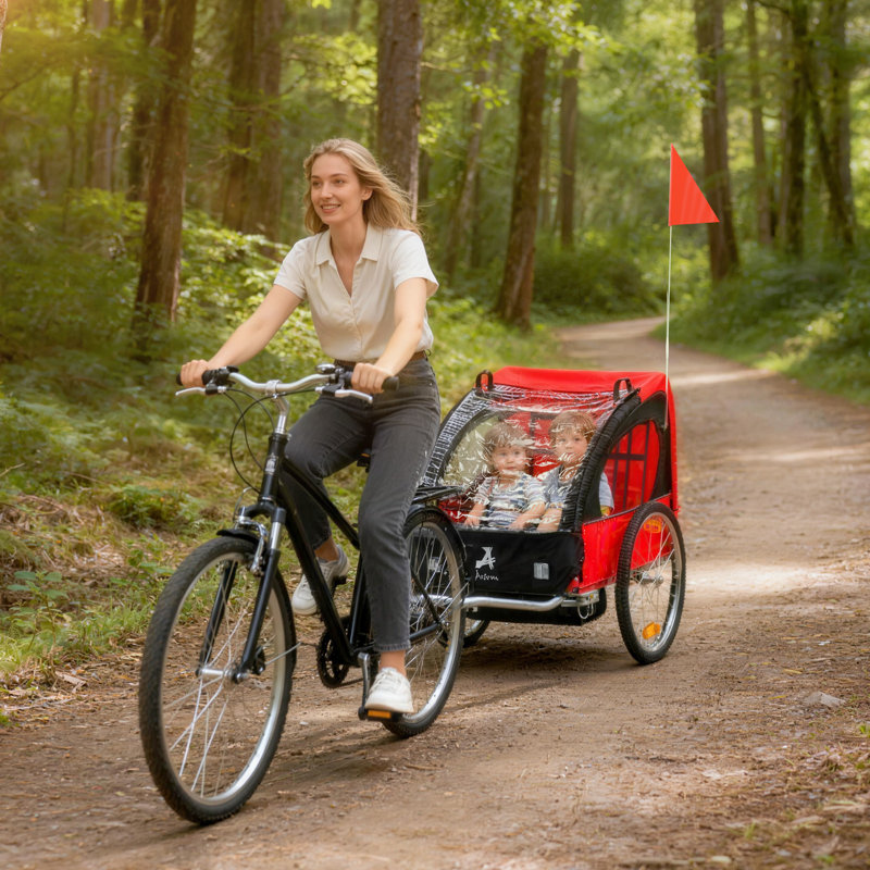 Remorque pour enfants 2 places, rouge
