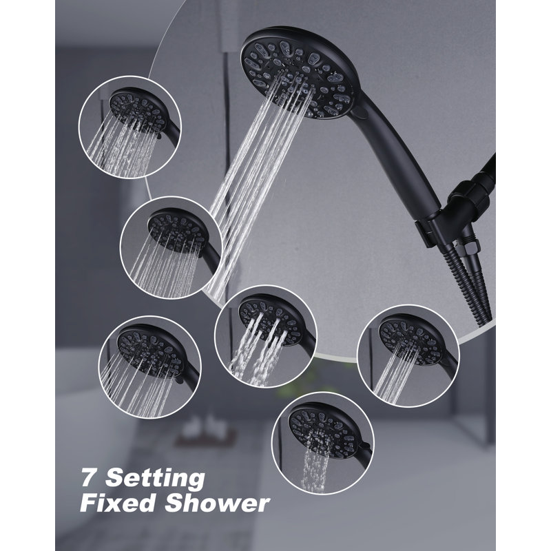Ensemble de robinet de baignoire et de douche à poignée simple à 7 jets avec valve brute d'équilibrage de pression en laiton incluse