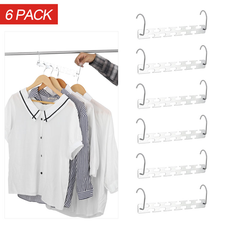 6 Pack Closet Hangers Multi-Purpose Metal Magic Hangers Sliver