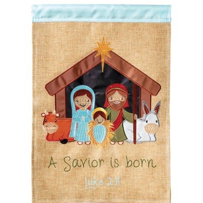 Crèche dans creche polyester 18 po x l 13 po drapeau de jardin