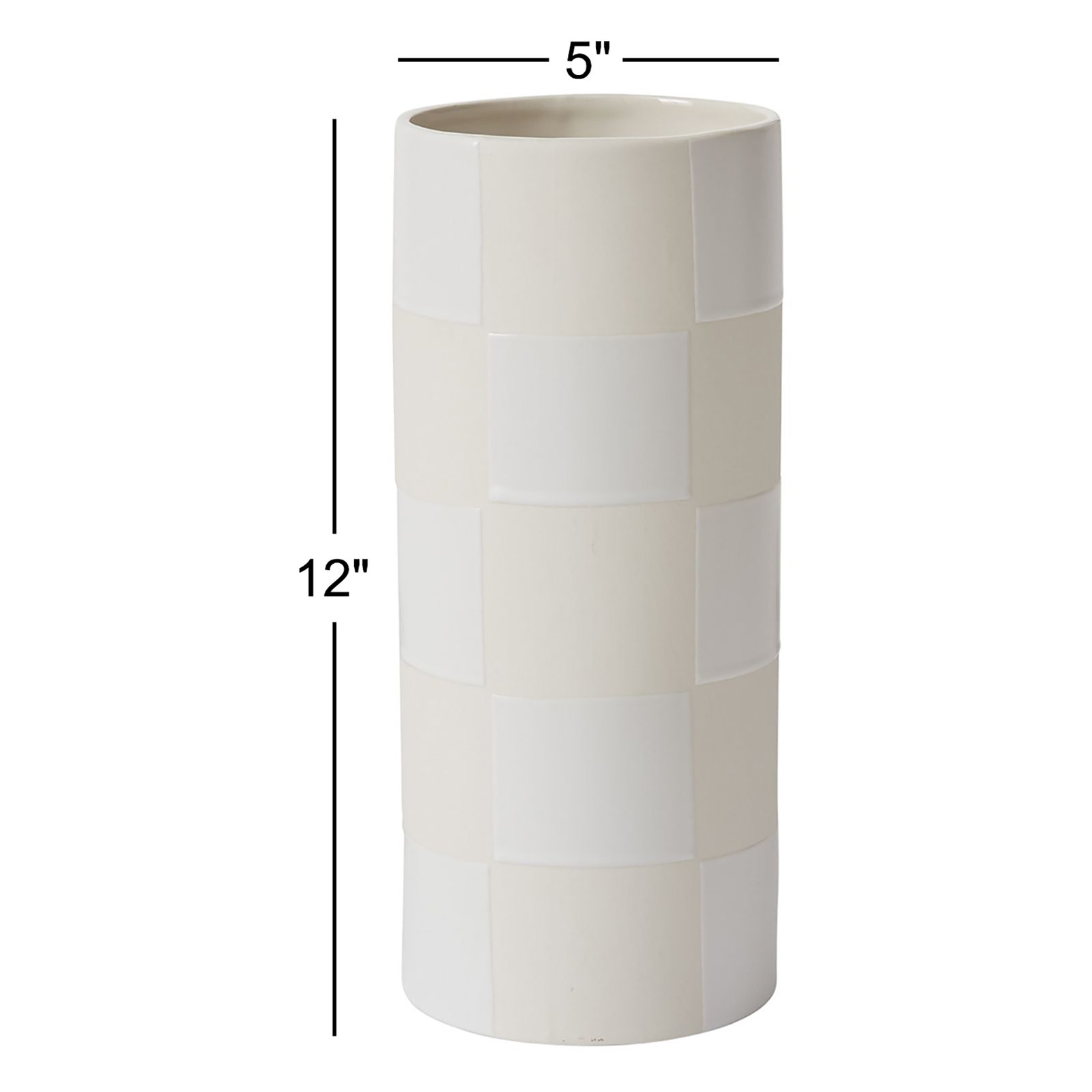 Cleveland Handmade Ceramic Table Vase, 12" H x 5" W x 5" D, Off-White