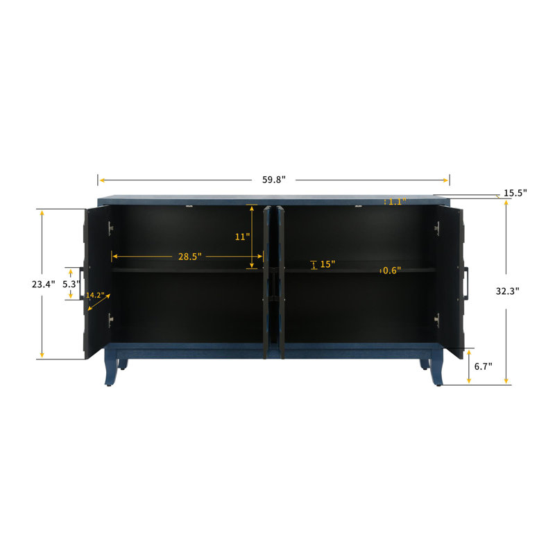 Vintage Style Wooden Sideboard, Antique Navy Blue