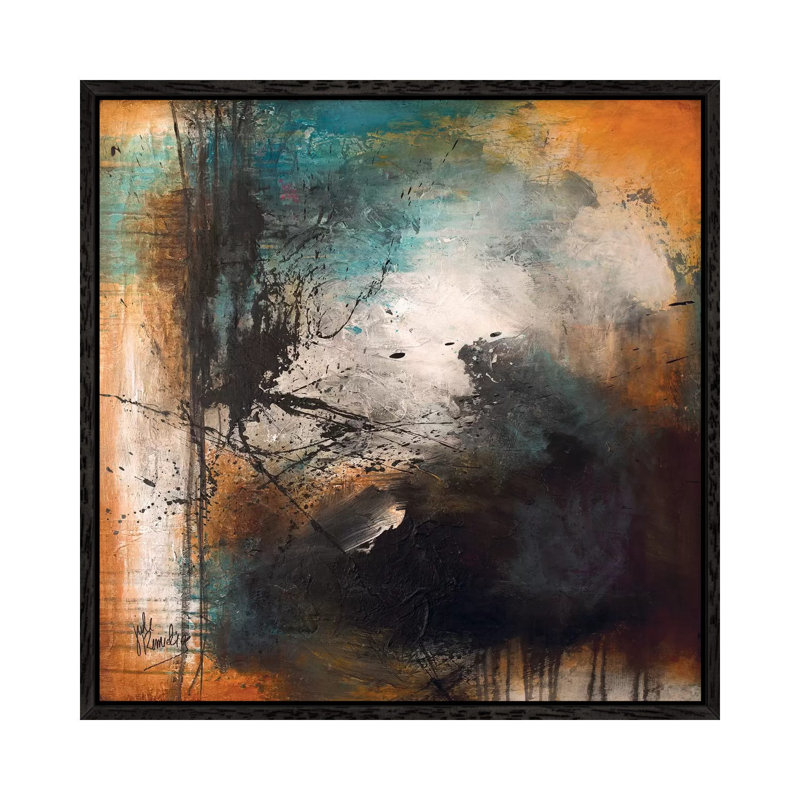 Thinking Out Loud by Jude Remedios - Painting on Canvas, 45.72cm H x 45.72cm W x 3.81cm D, Black Framed