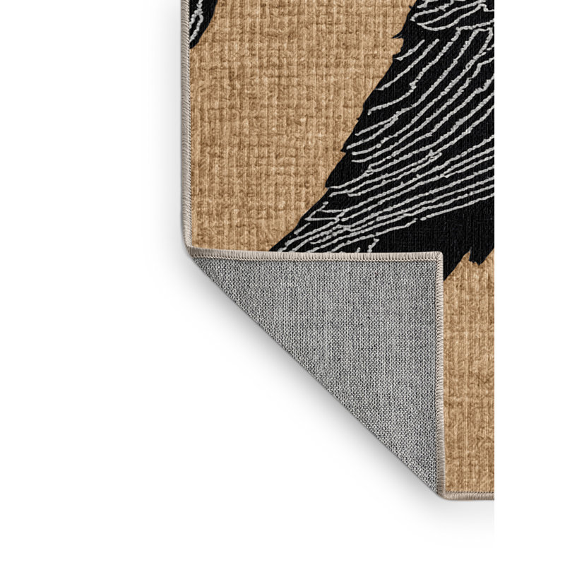 Washable Magpie lark Birds Area Rug, Round 8'