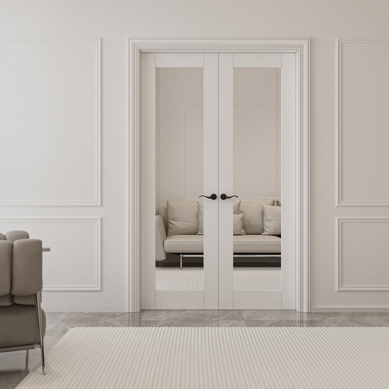 Portes françaises intérieures intérieures en miroir avec portes et ensemble de quincaillerie, 48 po x 80 po