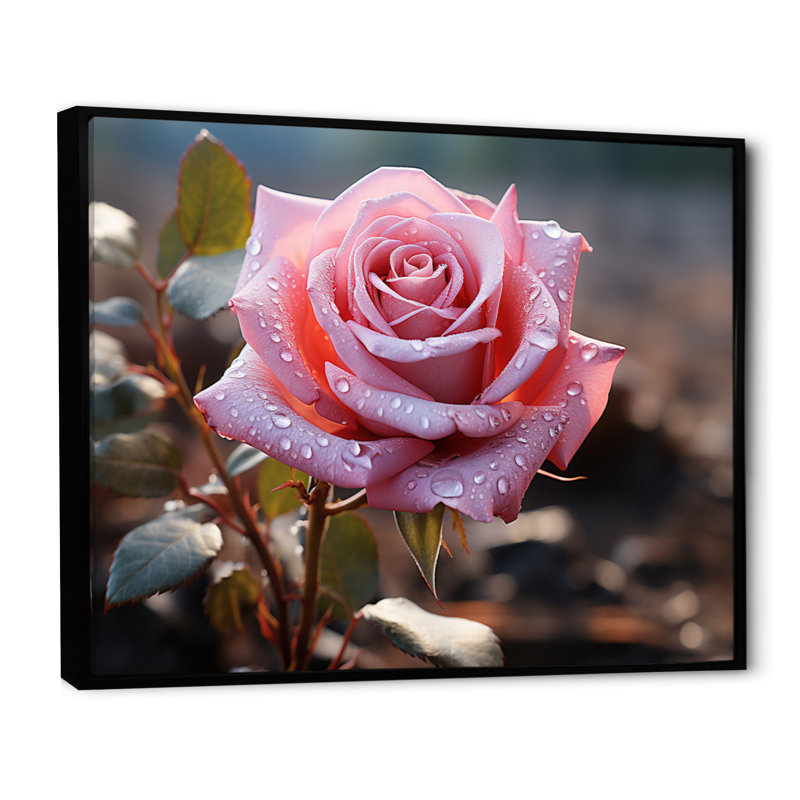 " Flowers Serenity In Pink ", H 24 po x l 32 po x P 1 po, Cadre flottant noir