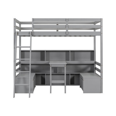 Lit mezzanine simple avec tablettes de rangement