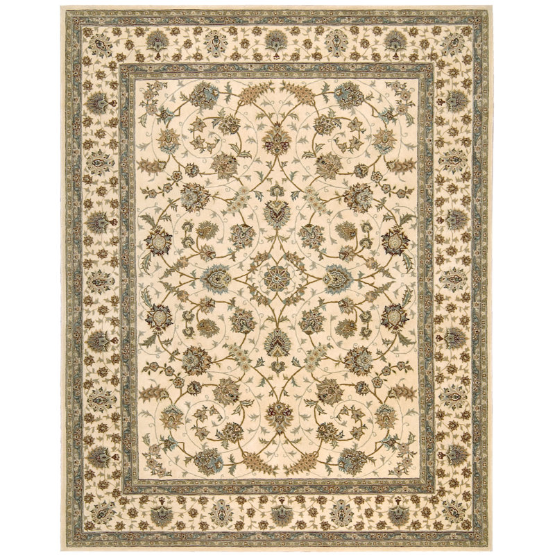 Tapis intérieur ivoire / brun en laine / soie touffeté à la main Ellerswick, Rectangle 2 pi 6 po x 4 pi 3 po