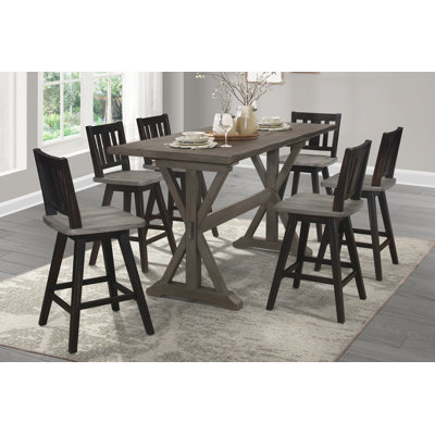 Killion 7-pcs Counter Height Table Set With X-back