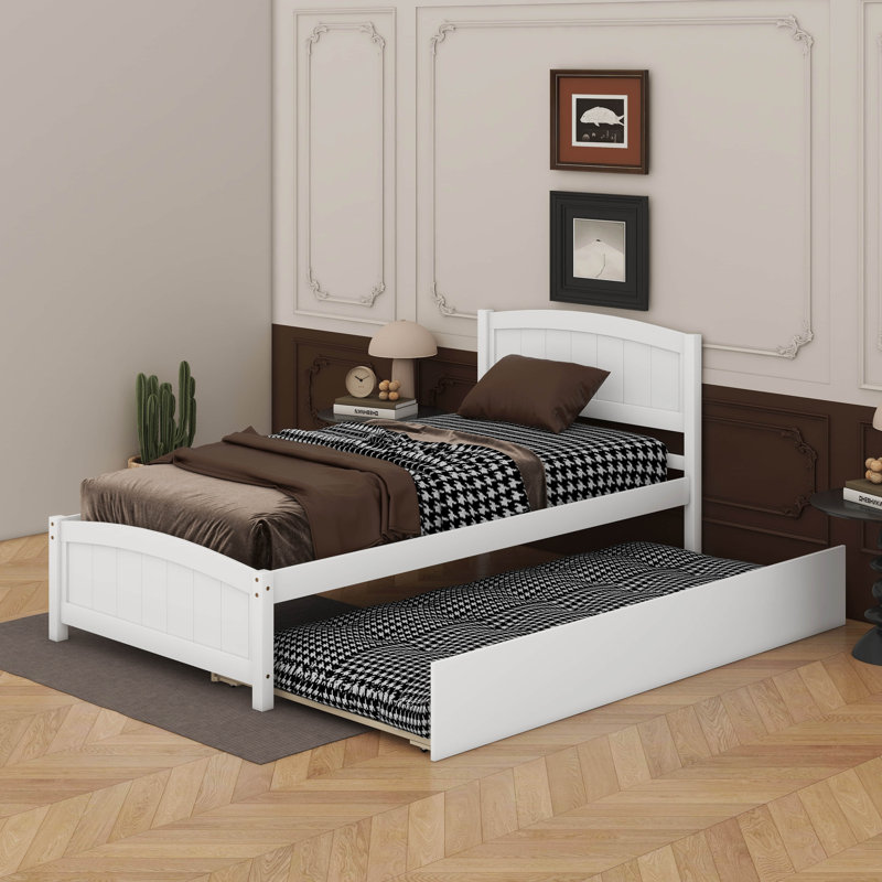 Lit plateforme simple avec lit gigogne, Blanc