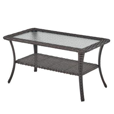 Carolina Rectangular All-Weather Wicker Outdoor Coffee Table With Storage , 39" In. W 22" In. D