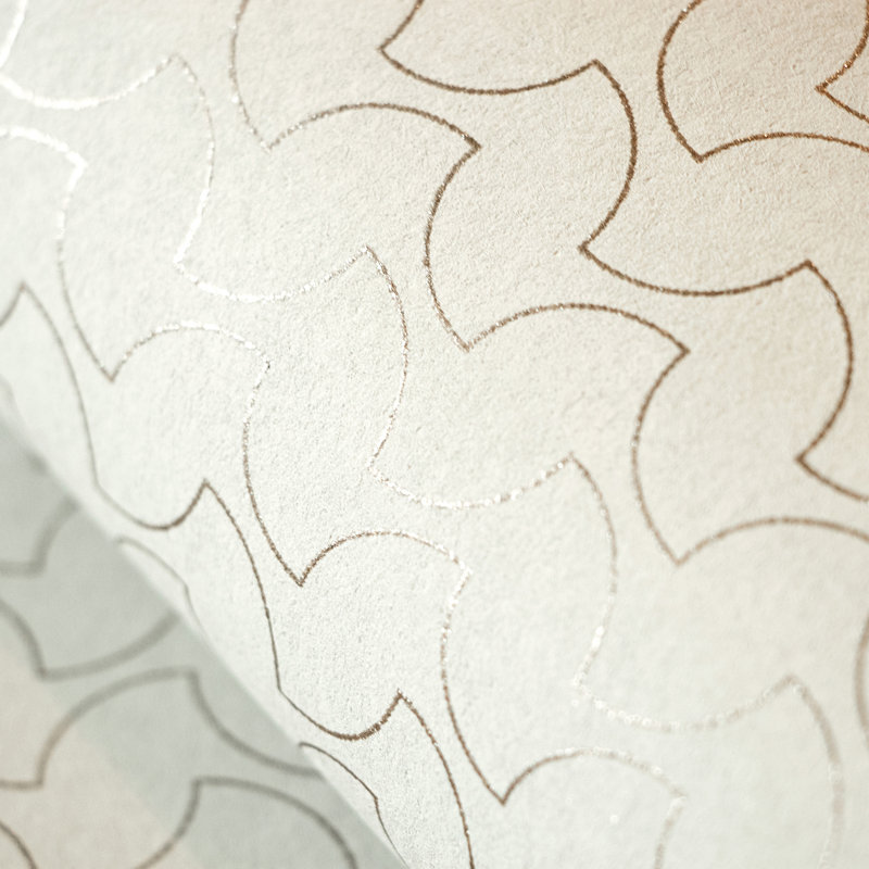 Slow Living Glitter Geometric Lines Wallpaper Roll, Sand Gold