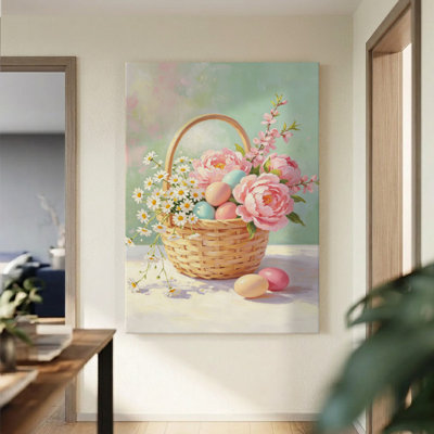 «Spring Blossom», impression sur toile de panier de Pâques impressionnant