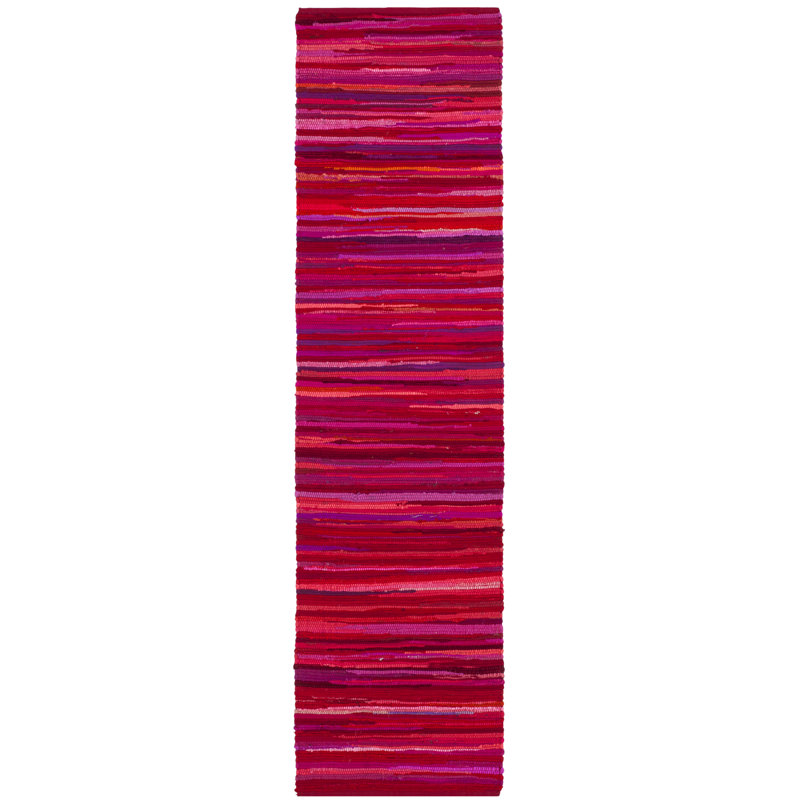 Tapis rayé en coton Nidhi, Tapis de couloir 2 pi 3 po x 12 pi