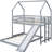 Twin Over Full Bunk Bed With Slide, Built-In And Guardrail In Gray, Construction, No Box Spring Needed For A Relaxing Comfortable Night House Long-Lasting Durability-964876952