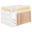 Lit superposé double avec tablette de rangement à 3 niveaux, décor en rotin, rideaux et lumières d'intimité, cadre de lit superposé en bois moderne - blanc