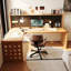 Bureau en bois massif en L Burlywood-924099470-924099456