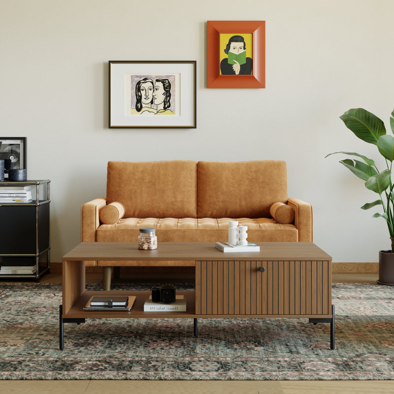 Canapé et causeuse en velours Bridgeview, H 33 po x l 58 po x P 32 po, Velours brun clair