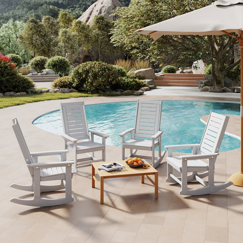 Chaise berçante d'extérieur Hdpe (ensemble de 4), White