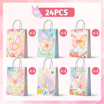 Sacs de fête Butterfly avec poignées, 24 sacs à cadeaux Butterfly