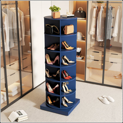 Armoire à chaussures rotative 360 avec 6 couches, peu encombrante et rangement organisé pour jusqu'à 24 paires de chaussures ou de sacs