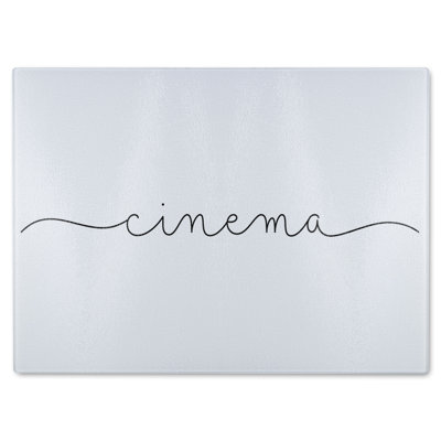 Text Cinema Designer Glass Chopping Board