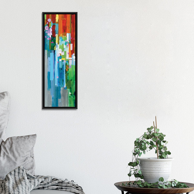 Rainbow of stripes panel ii-impression d’art graphique sur toile tendue, H 72 po x l 24 po x P 1,5 po, Toile avec cadre noir