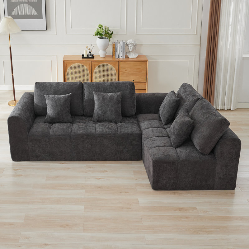 Canapé modulaire en L surdimensionné de 109,5 po, canapé modulaire à nuage compressé avec mousse à mémoire de forme, aucun assemblage requis