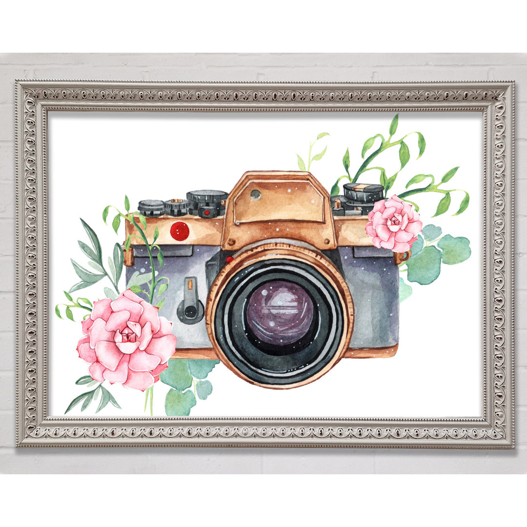 Gerahmtes Leinwandbild Vintage Camera Floral