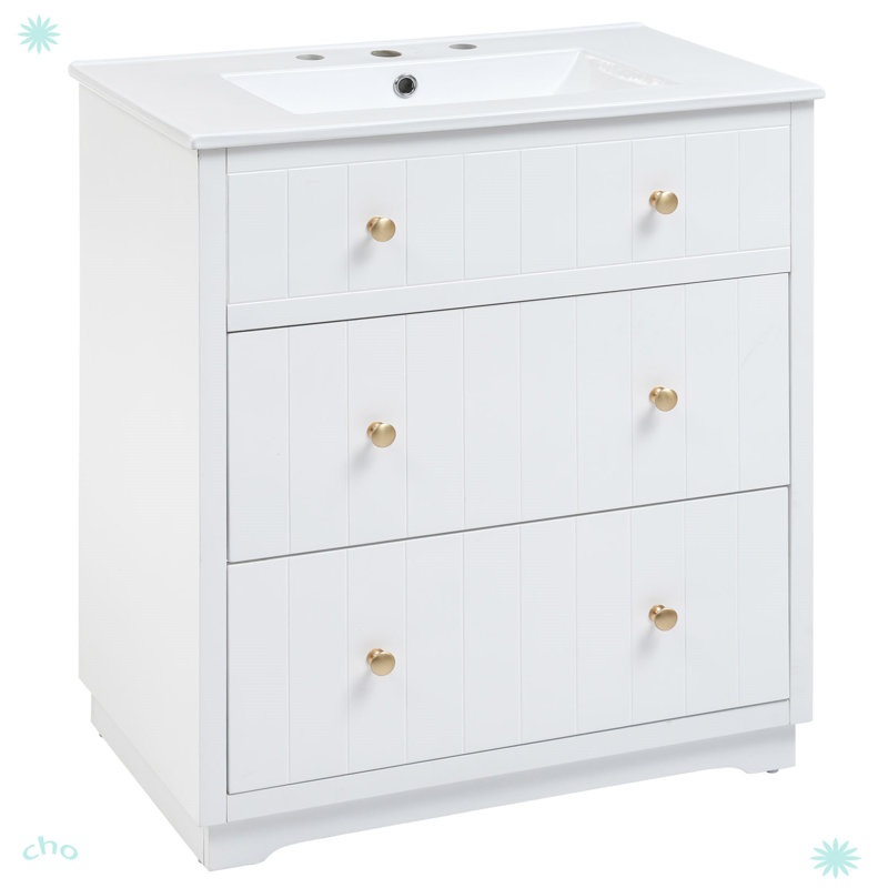 Meuble-lavabo moderne 30 po avec deux tiroirs