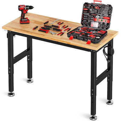 Pirecart 48" Adjustable  Workbench with Power Outlet, Pegboard & 2001 LBS Capacity