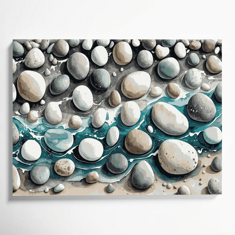 Art mural sur toile gris "Coastal Beach", H 11 po x l 14 po