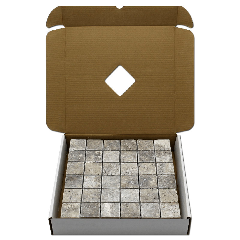 2" x 2" Natural Stone Grid Mosaic Wall & Floor Tile, Silver