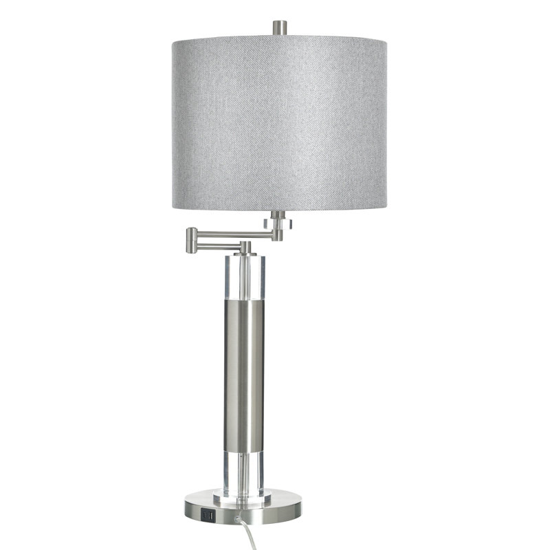 Lampe de table en acier - abat-jour gris
