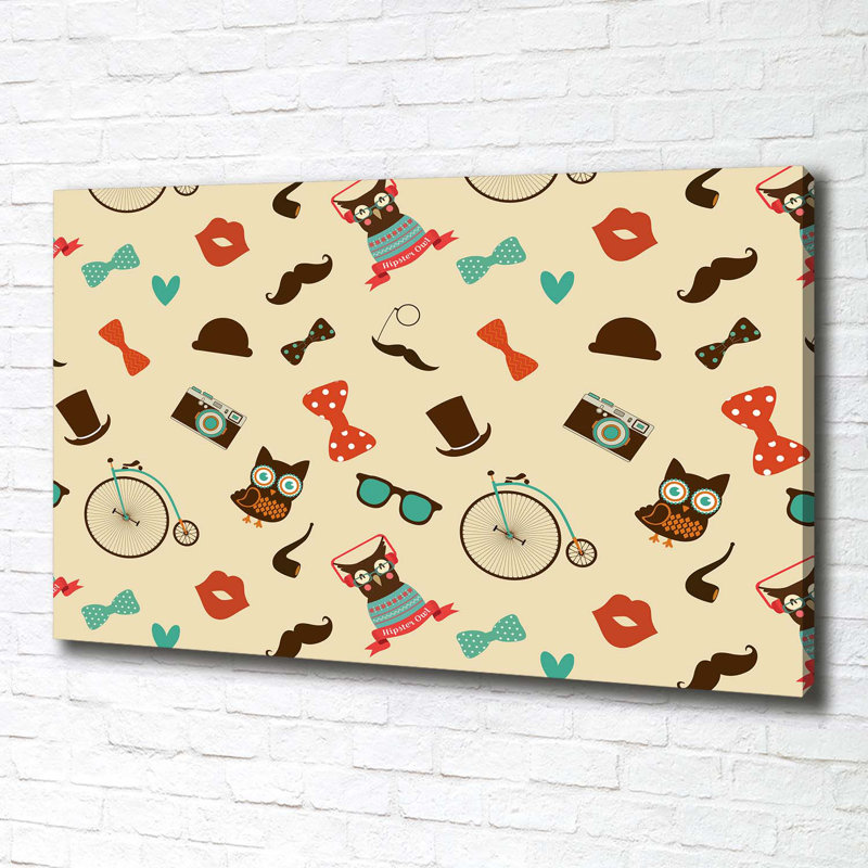 Hipster Owls - Wrapped Canvas Print