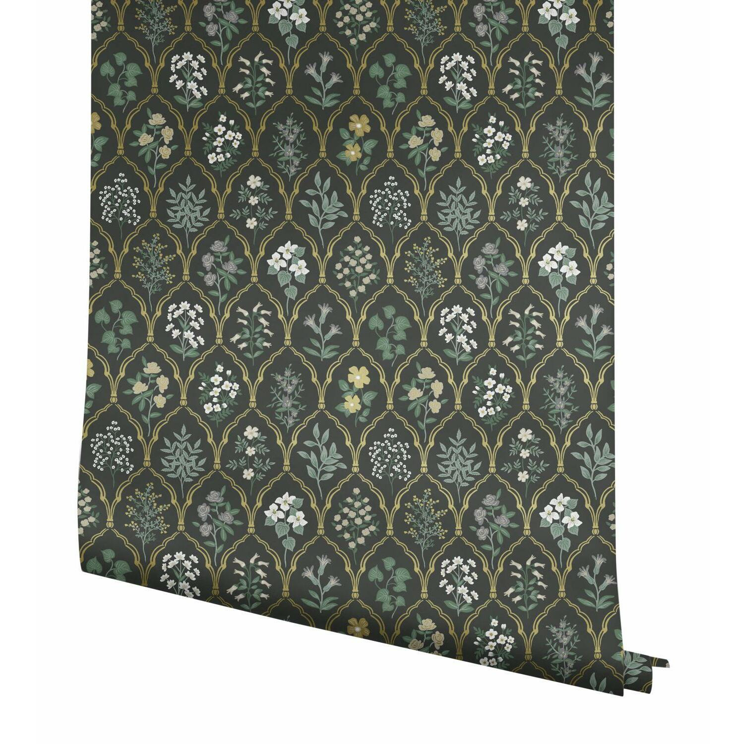 Hawthorne Wallpaper Roll, Black/Cream