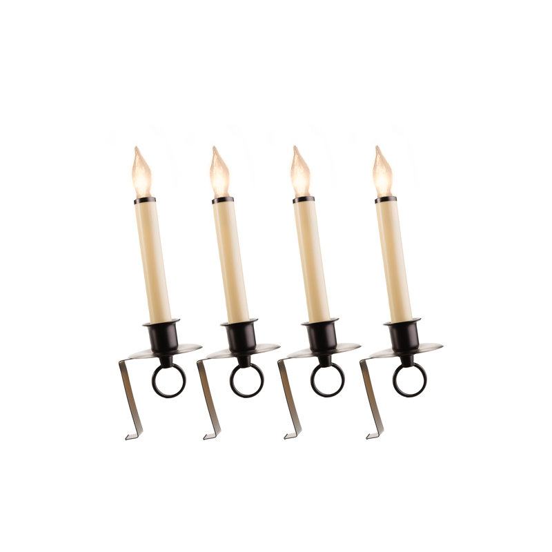 Unscented Flameless Candle with Metal Holder, Ivory/Black