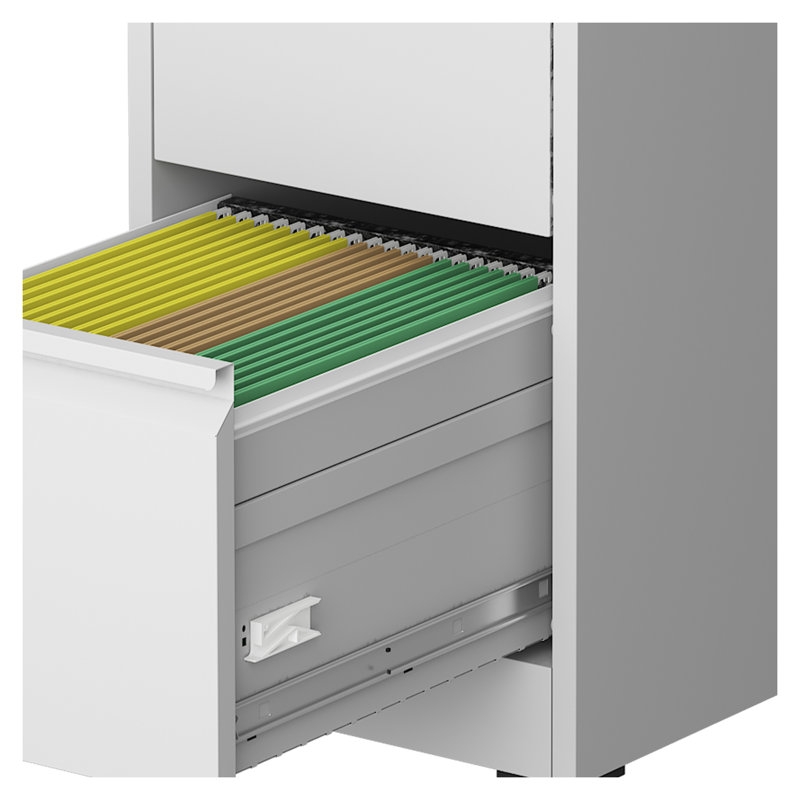 Classeur vertical verrouillable à 5 tiroirs avec roulettes, armoire de rangement en métal robuste pour bureau personnel - blanc