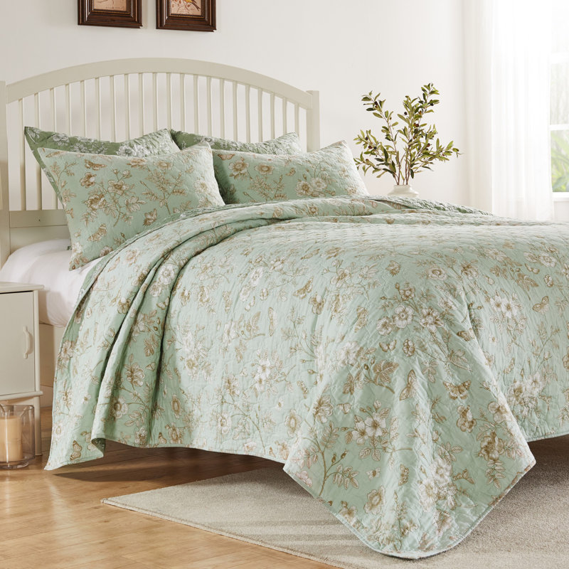 Ensemble de courtepointe 2 pièces Greenland Home Fashions Olivia Mint 68 x 88 + 20 x 26