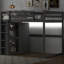 Lit mezzanine en bois gris avec garde-robe, rangement, lampe de bureau à DEL et tablettes pleines de stabilité, projecteur dans les tons