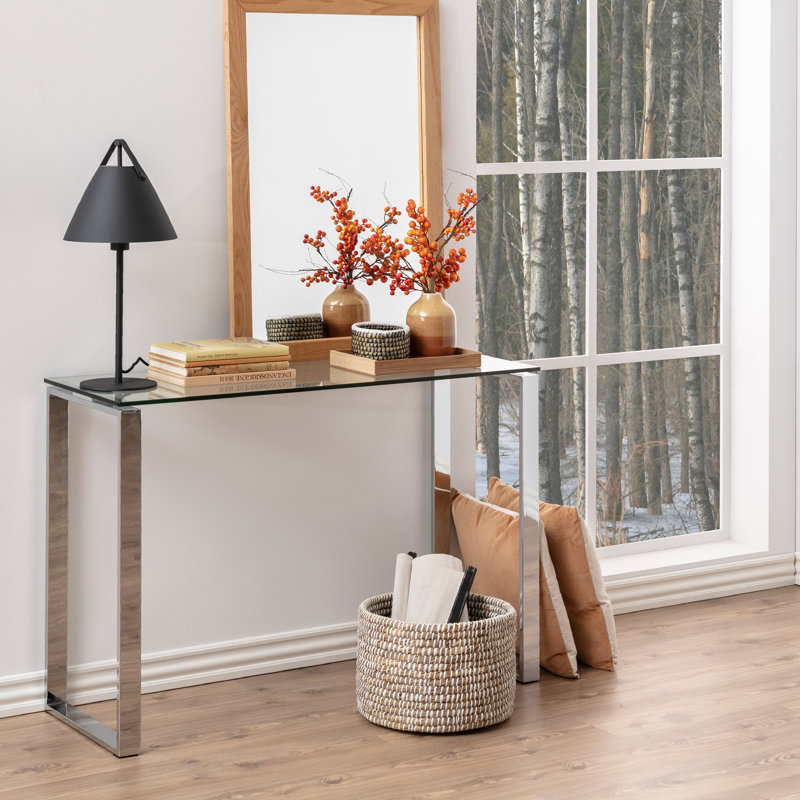 Daniya 110cm Glass Top Console Table, White