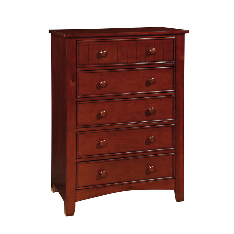 Commode 5 tiroirs Amiya, Cerisier