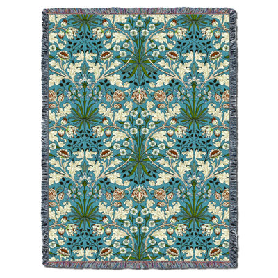 Pure Country Weavers William Morris Hyacinth Blanket XL - Arts & Crafts - Gift Tapestry Throw Woven from Cotton - Made in the USA (82x62)