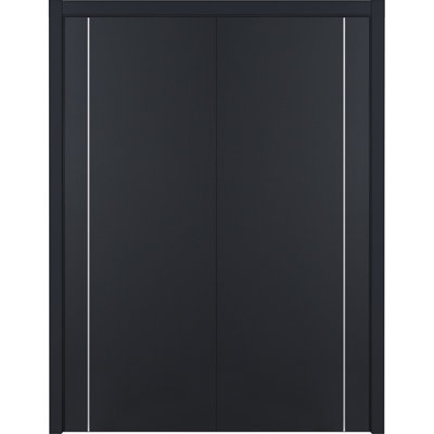 Glam G-Pro 005 pré-suspendu doux intérieur stratifié noir moderne double porte 72 po x 96 po réversible