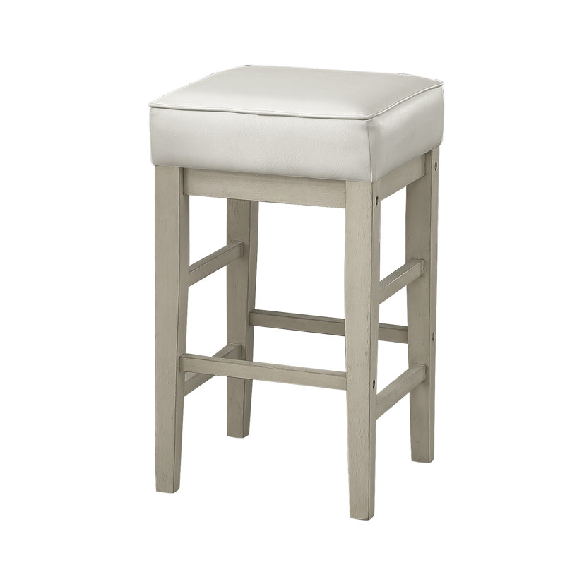 Tabouret de bar et de comptoir en bois massif Drexil, Tabouret de comptoir (siège d'une hauteur de 26 p, Blanc, Blanc