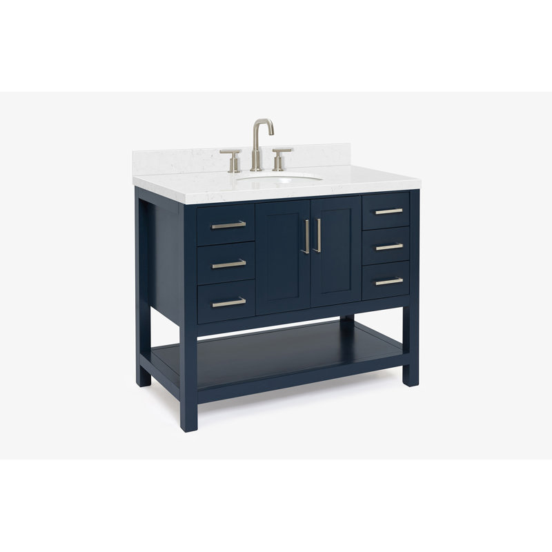 Ensemble de meuble-lavabo simple 43 po Moille, Bleu minuit, Ovale